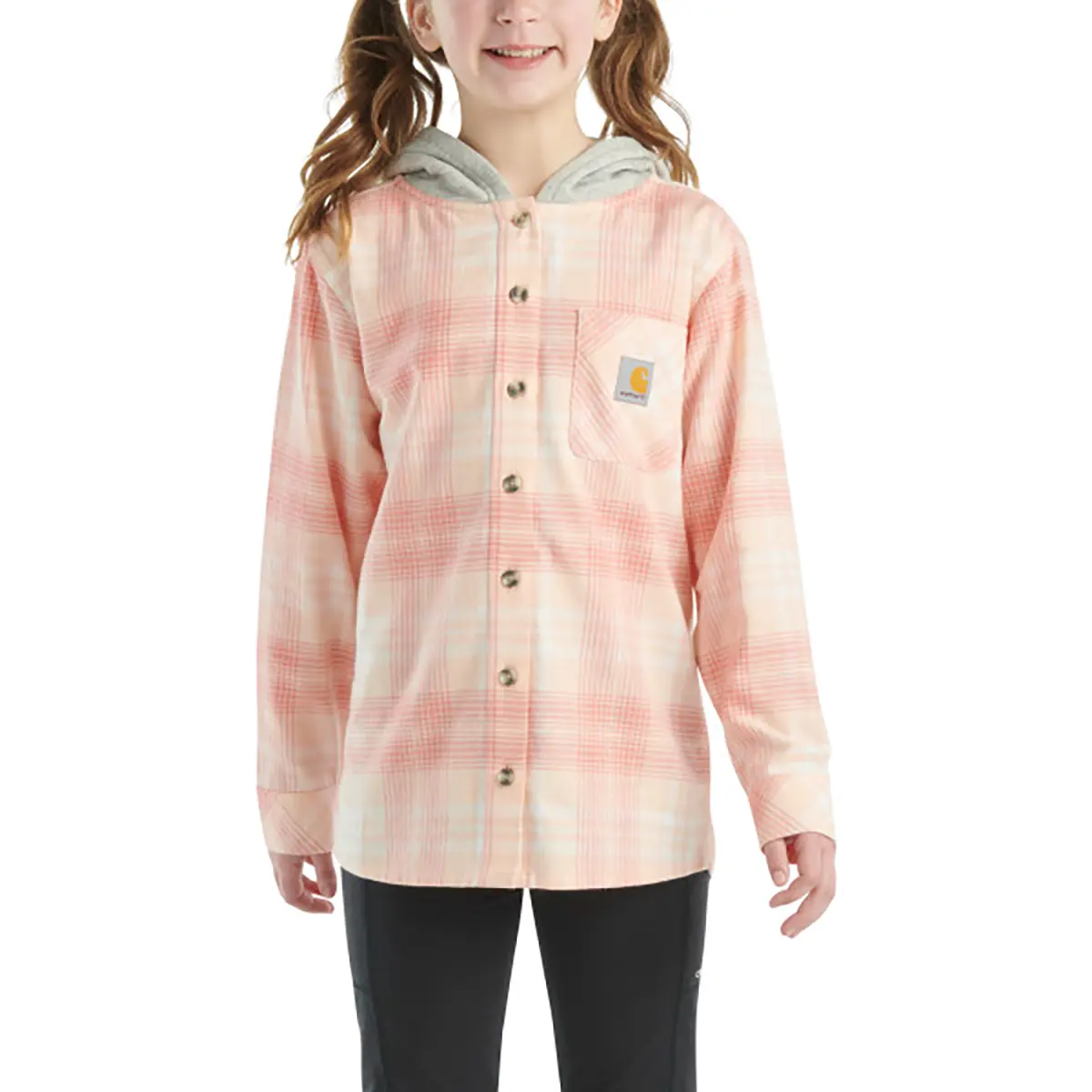 Carhartt Kids' Long Sleeve Flannel Button Front Hoodie Shirt