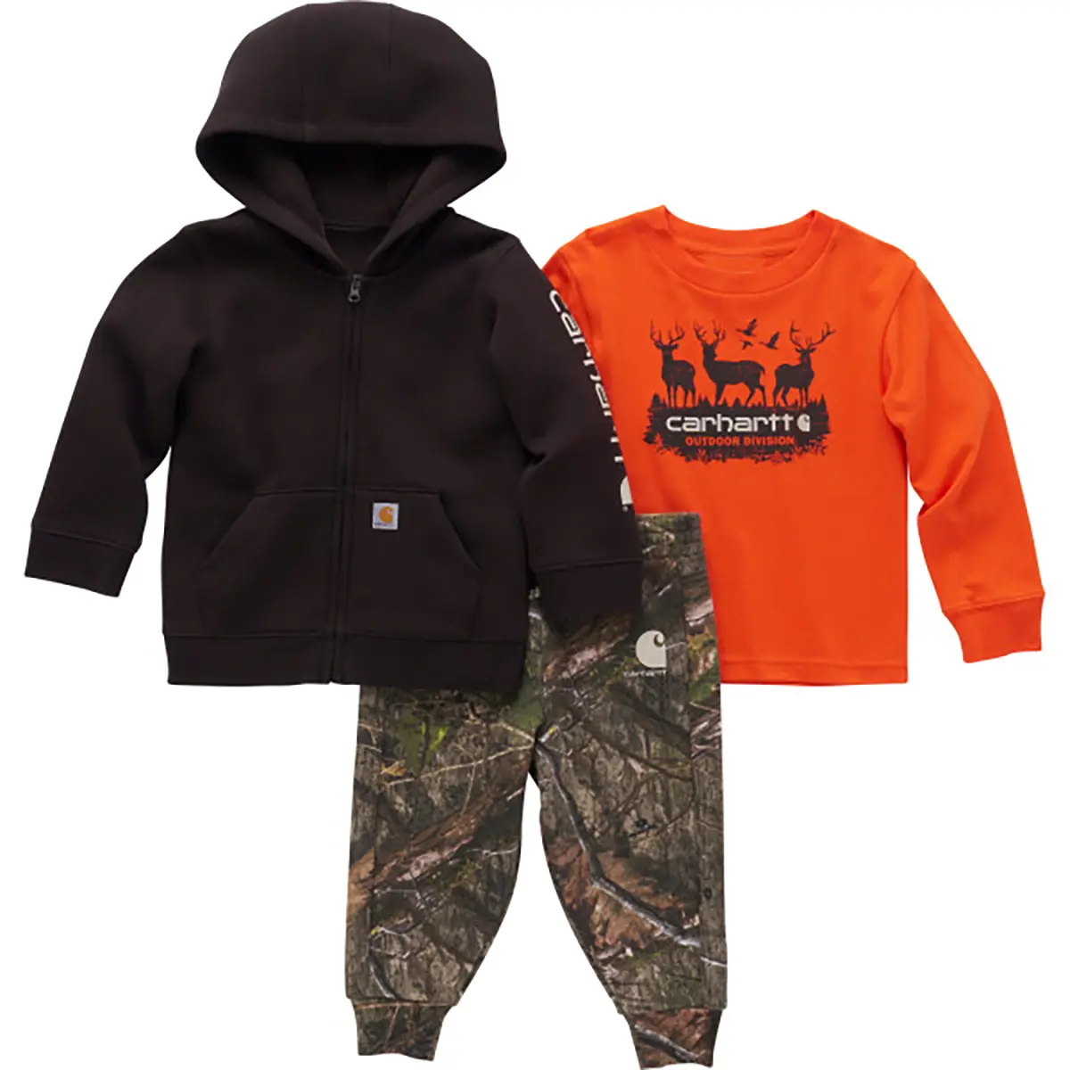 Carhartt Boys' 3-Piece L/S T-Shirt, Fleece Jacket & Camo Pant Set