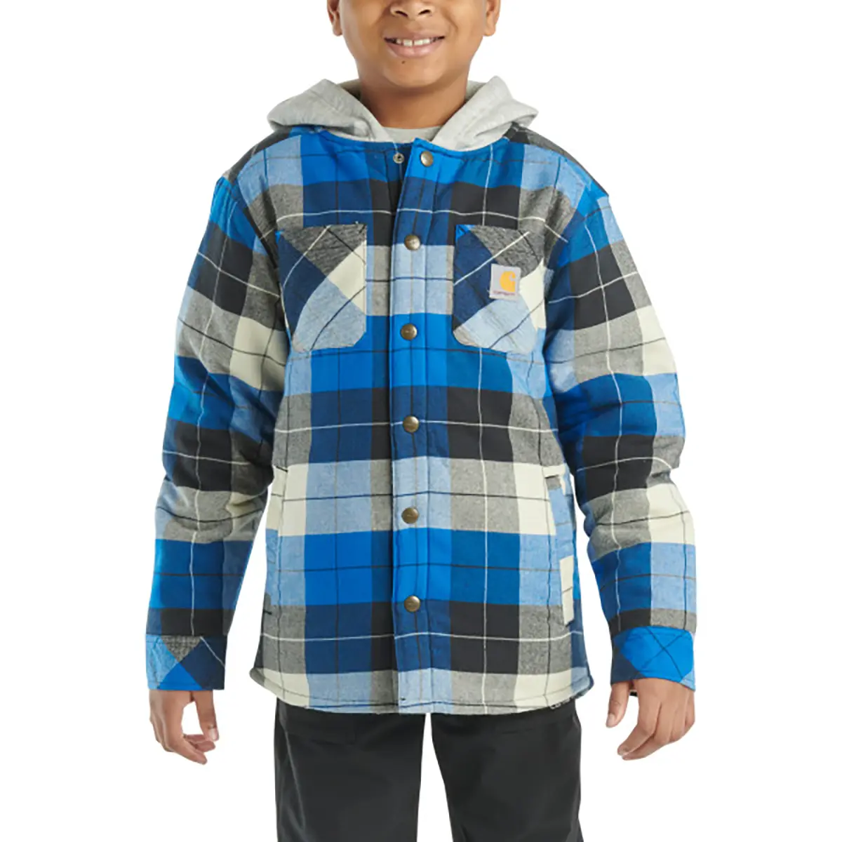 Carhartt Kids' Long Sleeve Flannel Snap-Front Hooded Shirt Jac