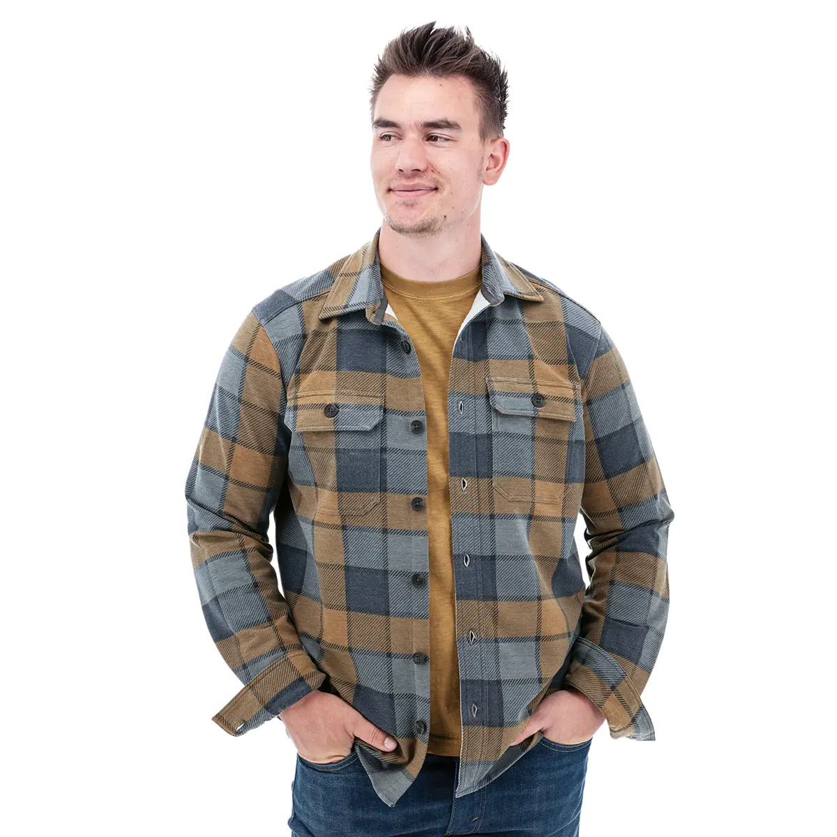 Old Ranch Men's Grayson Plaid Recycled Fleece Overshirt