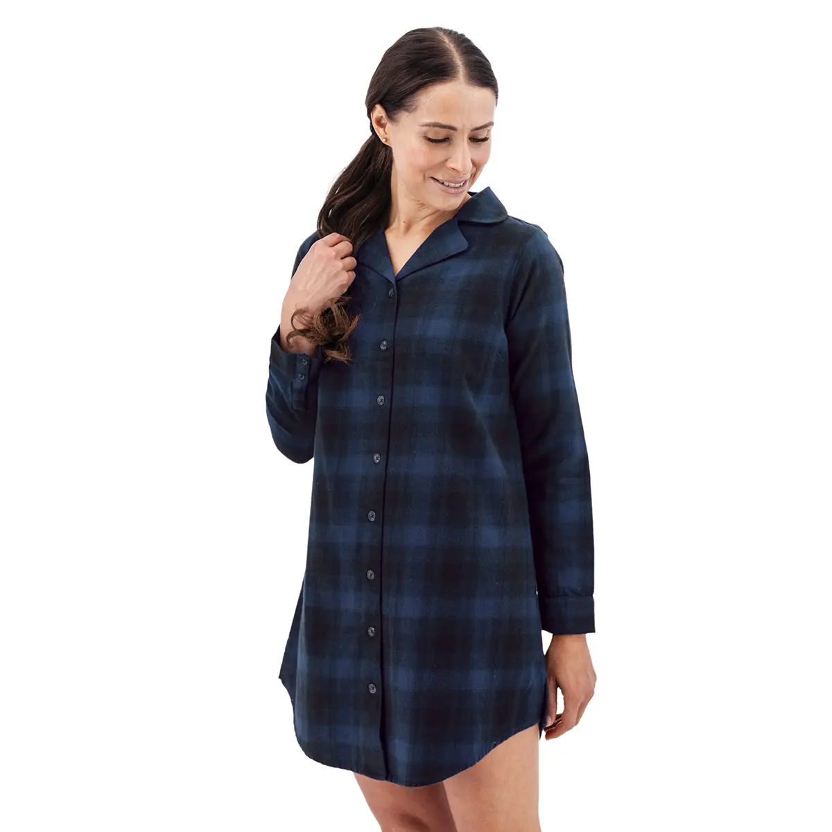 Old Ranch Women's Plaid Organic Flannel Night Shirt