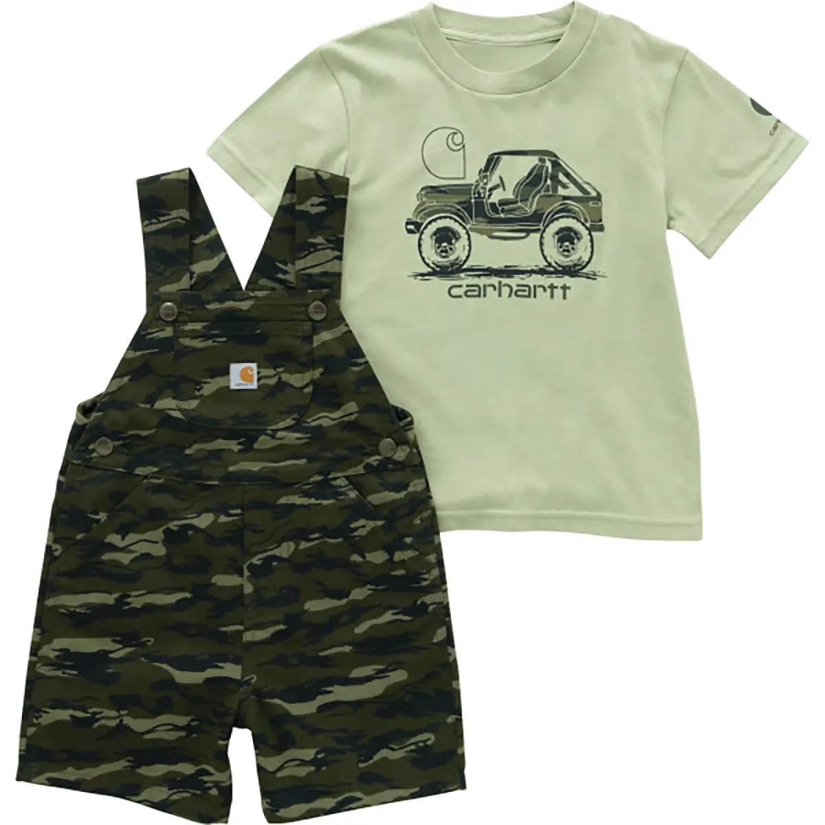 Carhartt Kids Two-Piece Short Sleeve T-Shirt & Canvas Printed Camo Shortall Set