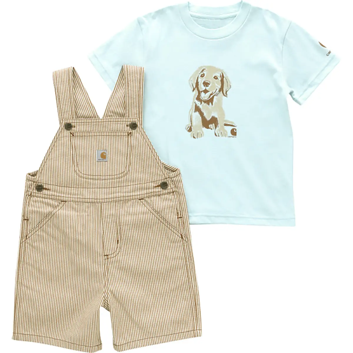 Carhartt Kids Two-Piece Short Sleeve T-Shirt & Twill Stripe Shortall Set