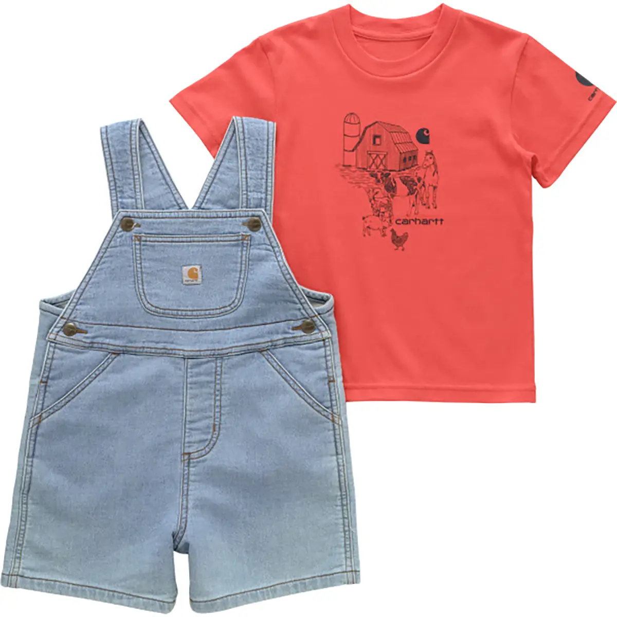 Carhartt Kids Two-Piece Short Sleeve T-Shirt & Denim Shortall Set