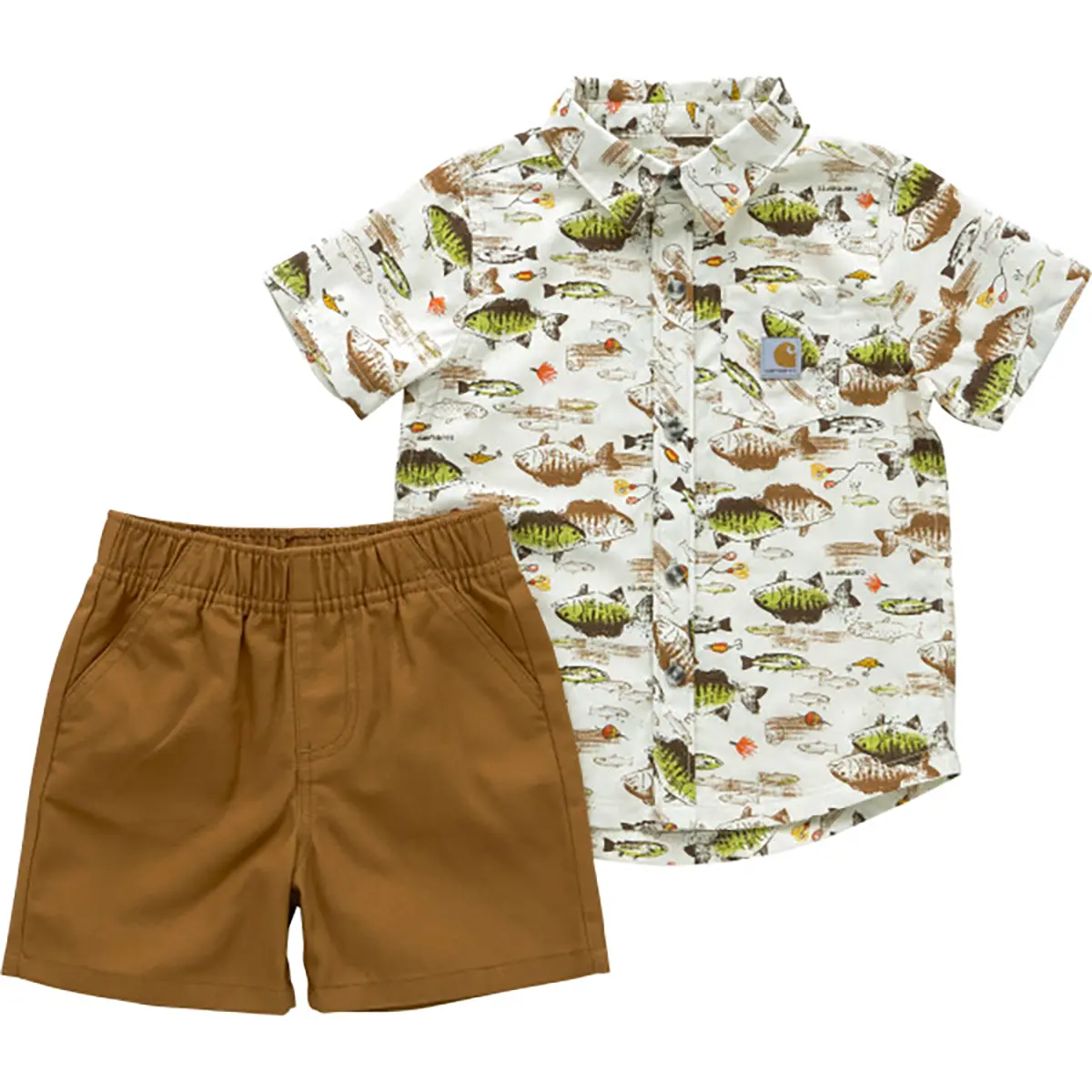 Carhartt Two-Piece Short Sleeve Printed Shirt & Canvas Short set - Carhartt Brown